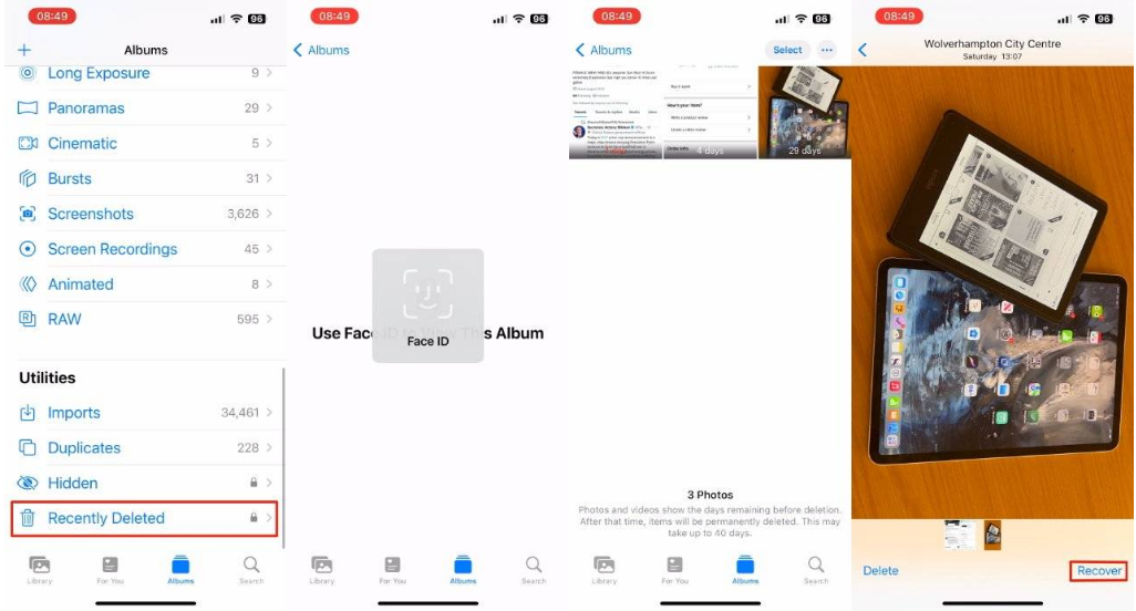 晴隆苹果14维修分享 iPhone14 上恢复已删除的照片 