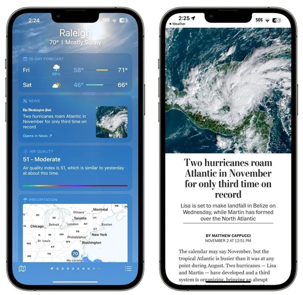 晴隆苹果14维修分享iPhone 14手机如何看天气时顺带看新闻 