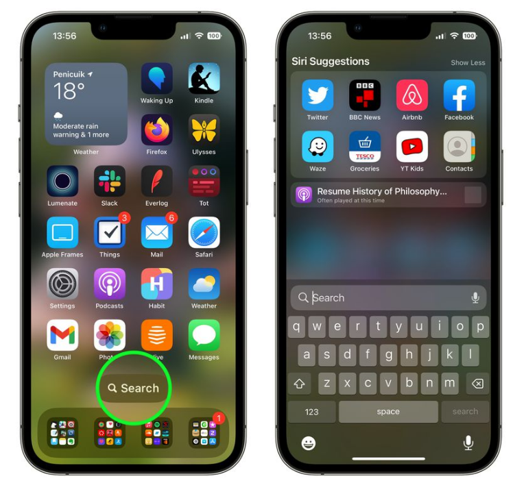 晴隆苹果手机维修分享升级到 iOS 16 后，如何删除主屏幕上的搜索按钮 